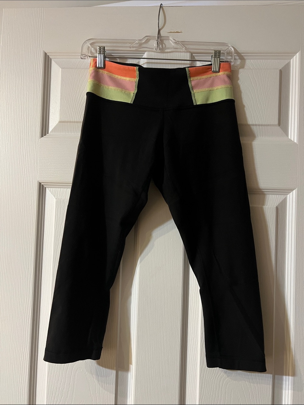 lululemon athletica Black Capri Leggings with Neon Waistband